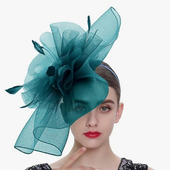 Accessories - NEW! GORGEOUS XL Teal Kentucky Derby Hat